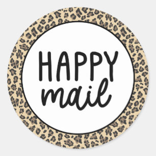 Dierenprint Leopard Happy Mail Ronde Sticker