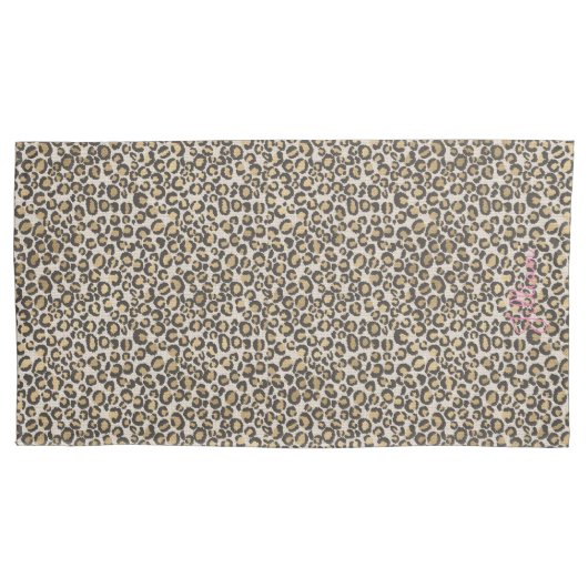 Dierenprint Leopard NAME Neutraal Chic Trendy Kussensloop (Voorkant)