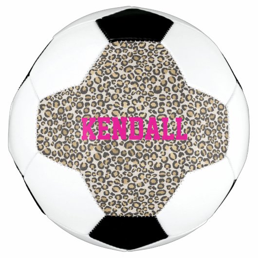 Dierenprint Leopard NAME Pink Wild Chic Fun Voetbal (Voorkant)