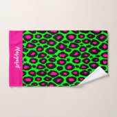 Dierenprint luipaard neon groen & aangepaste naam bad handdoek (Handdoek)