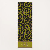 Dierenprint luipaard olijfgroen monogram naam yogamat (Voorkant)