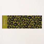 Dierenprint luipaard olijfgroen monogram naam yogamat (Voorkant (horizontaal))