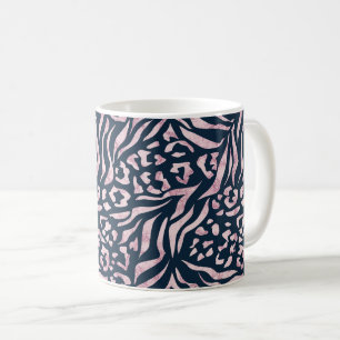 Dierenprint, luipaard, tijger, blauw, roze, huid, koffiemok