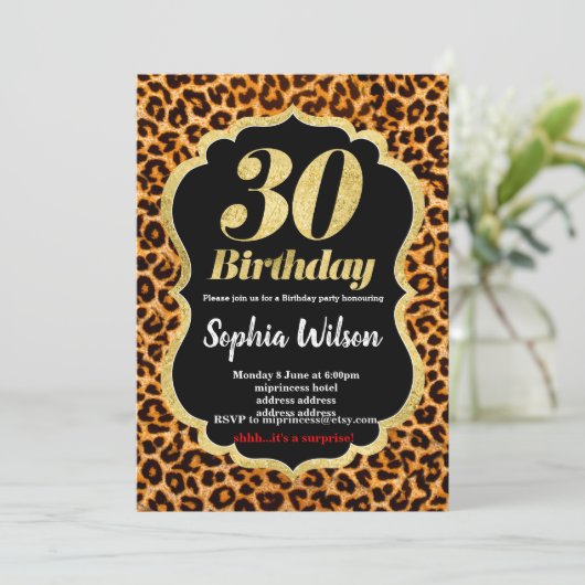 Dierenprint Luipaard uitnodiging (Staand voorkant)