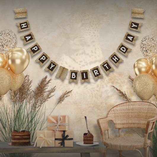 Dierenprint Luipaard Verjaardag bunting banner