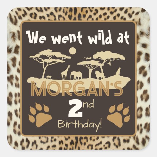 Dierenprint Luipaard Verjaardag Sticker (Voorkant)