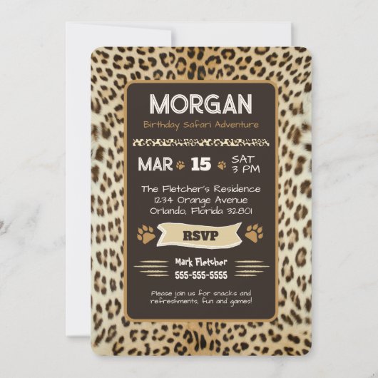 Dierenprint Luipaard Verjaardag uitnodiging (Achterkant)