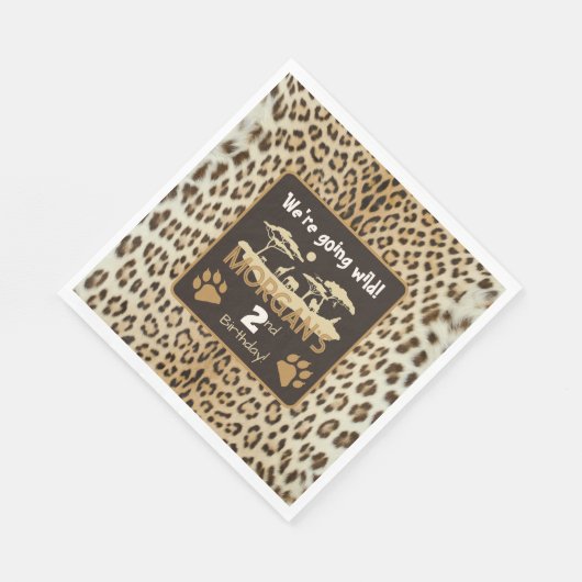 Dierenprint Luipaard Verjaardags Papier Servet (Hoek)