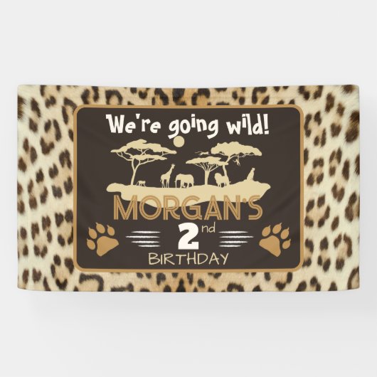 Dierenprint Luipaard Verjaardagsbanner Spandoek (Horizontaal)