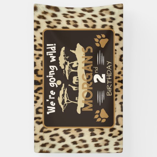 Dierenprint Luipaard Verjaardagsbanner Spandoek (Verticaal)