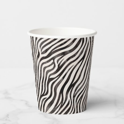 Dierenprint Moderne Blak & Witte Bruiloftsborrel  Papieren Bekers (Achterkant)