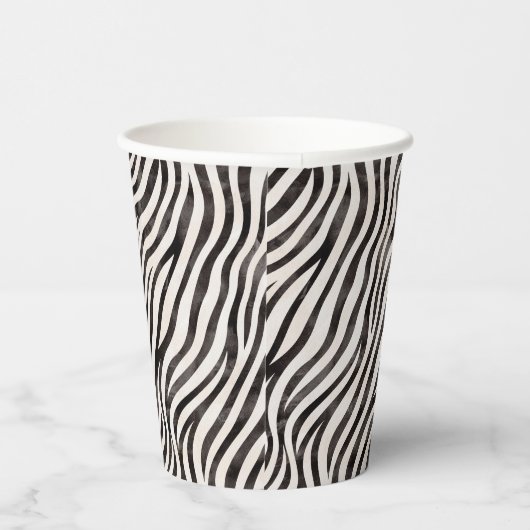 Dierenprint Moderne Blak & Witte Bruiloftsborrel  Papieren Bekers (Rechts)