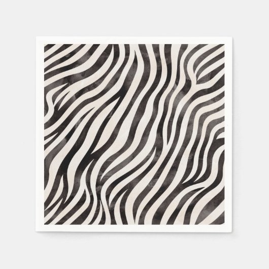 Dierenprint Moderne Zwarte & Witte Bruiloft Feest Servet (Voorkant)
