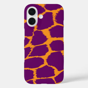 Dierenprint oranje paarse heldere afbeelding iPhone 16 hoesje