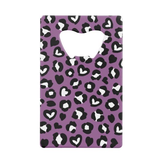 Dierenprint, Paarse luipaard, Cheetah Spots, Hart Creditkaart Flessenopener (Voorkant)