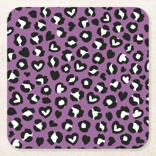 Dierenprint, Paarse luipaard, Cheetah Spots, Hart Kartonnen Onderzetters (Voorkant)
