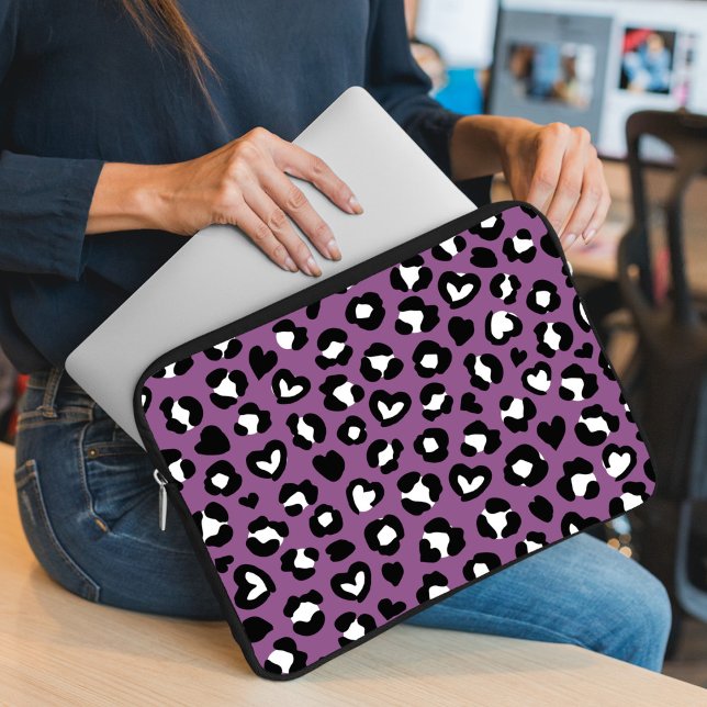 Dierenprint, Paarse luipaard, Cheetah Spots, Hart Laptop Sleeve (Creator heeft geüpload)