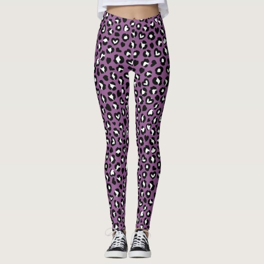 Dierenprint, Paarse luipaard, Cheetah Spots, Hart Leggings (Voorkant)