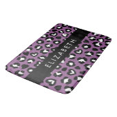 Dierenprint, Paarse luipaard, harten, Jouw naam Badmat (Gekanteld)