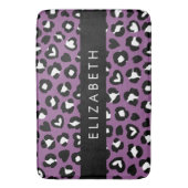 Dierenprint, Paarse luipaard, harten, Jouw naam Badmat (Voorkant Verticaal)