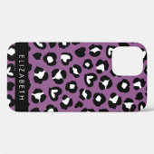 Dierenprint, Paarse luipaard, harten, Jouw naam Case-Mate iPhone Case (Achterkant (horizontaal))