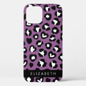 Dierenprint, Paarse luipaard, harten, Jouw naam Case-Mate iPhone Case (Achterkant)