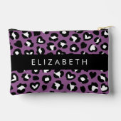Dierenprint, Paarse luipaard, harten, Jouw naam Etui (Achterkant)