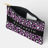 Dierenprint, Paarse luipaard, harten, Jouw naam Etui (Open)