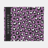 Dierenprint, Paarse luipaard, harten, Jouw naam Fleece Deken (Voorkant (Horizontaal))