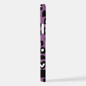 Dierenprint, Paarse luipaard, harten, Jouw naam iPhone Hoesje (Rechterkant)