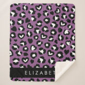 Dierenprint, Paarse luipaard, harten, Jouw naam Sherpa Deken (Voorkant)