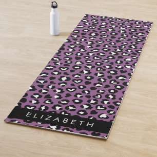 Dierenprint, Paarse luipaard, harten, Jouw naam Yogamat