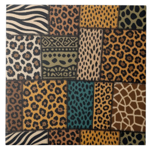 Dierenprint Patchwork Tegeltje