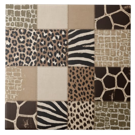 Dierenprint Patchwork Tegeltje (Voorkant)