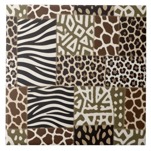 Dierenprint Patchwork Tegeltje (Voorkant)