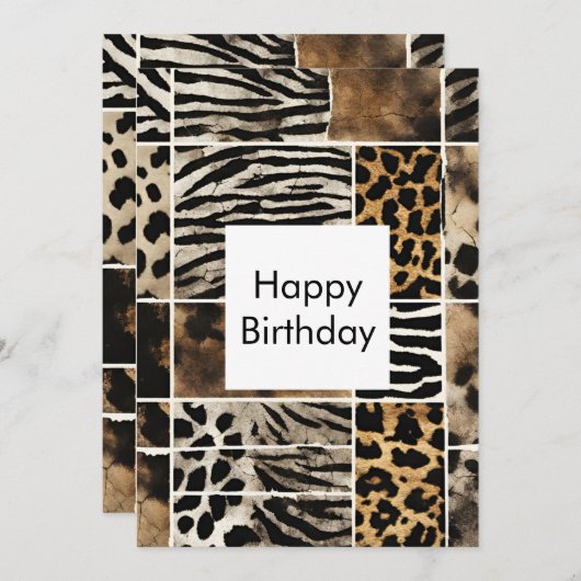 Dierenprint - Platte Kaart (Voorkant / Achterkant)