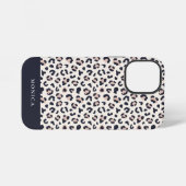 Dierenprint roze aangepaste naam iPhone hoesje (Achterkant horizontaal)