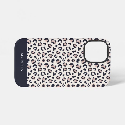 Dierenprint roze aangepaste naam iPhone hoesje (Achterkant horizontaal)