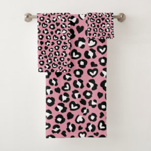 Dierenprint, roze luipaard, cheetah vlekken, harte bad handdoek