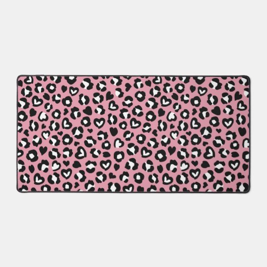 Dierenprint, roze luipaard, cheetah vlekken, harte bureaumat (Voorkant)