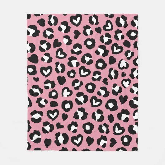 Dierenprint, roze luipaard, cheetah vlekken, harte fleece deken (Voorkant)