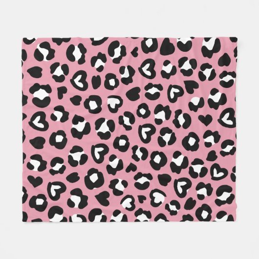 Dierenprint, roze luipaard, cheetah vlekken, harte fleece deken (Voorkant (Horizontaal))