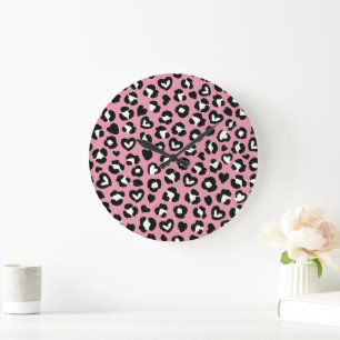 Dierenprint, roze luipaard, cheetah vlekken, harte grote klok