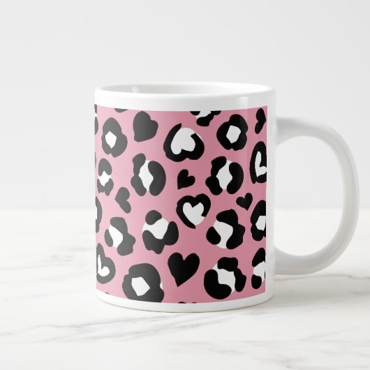 Dierenprint, roze luipaard, cheetah vlekken, harte grote koffiekop (Rechts)