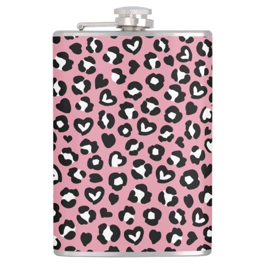Dierenprint, roze luipaard, cheetah vlekken, harte heupfles (Voorkant)