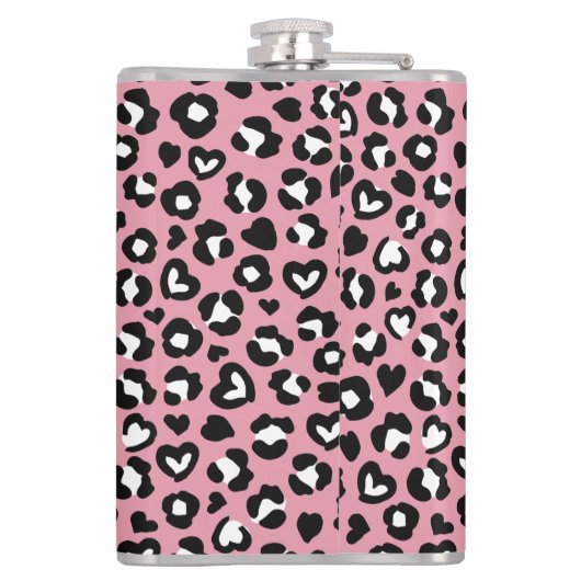 Dierenprint, roze luipaard, cheetah vlekken, harte heupfles (Achterkant)