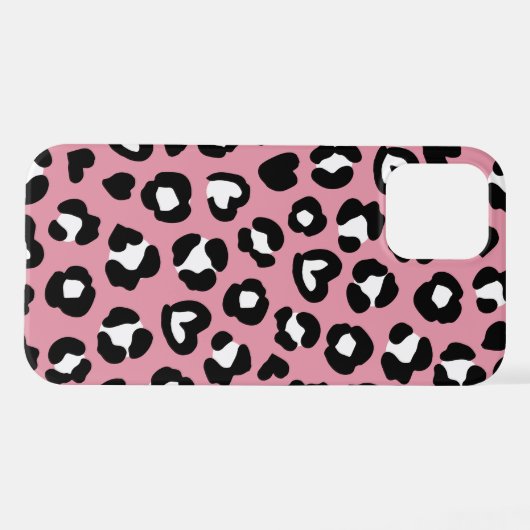 Dierenprint, roze luipaard, cheetah vlekken, harte iPhone hoesje (Achterkant horizontaal)