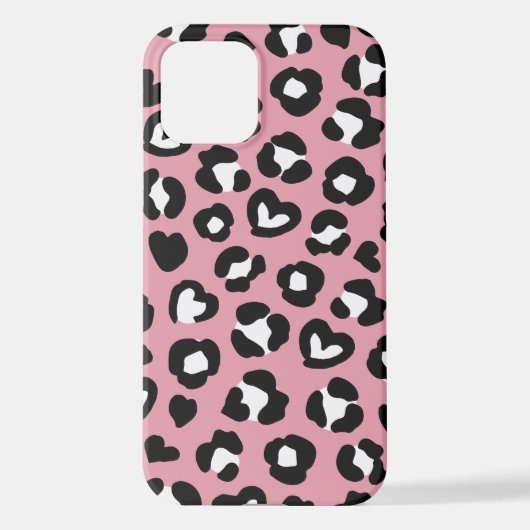 Dierenprint, roze luipaard, cheetah vlekken, harte iPhone hoesje (Achterkant)