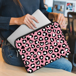Dierenprint, roze luipaard, cheetah vlekken, harte laptop sleeve