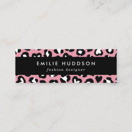 Dierenprint, roze luipaard, cheetah vlekken, harte mini visitekaartje